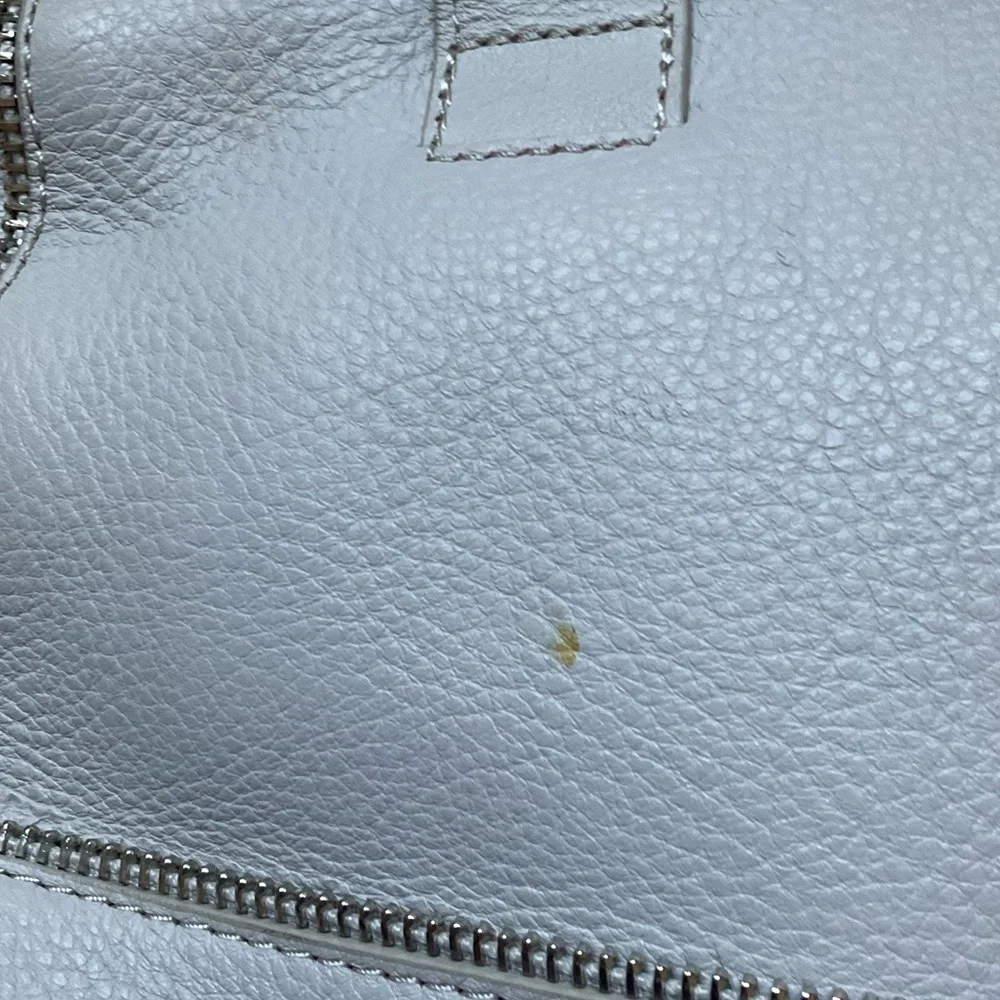 Botkier Zipper Accent Gray Pebble Leather Convertible Crossbody Satchel Bag